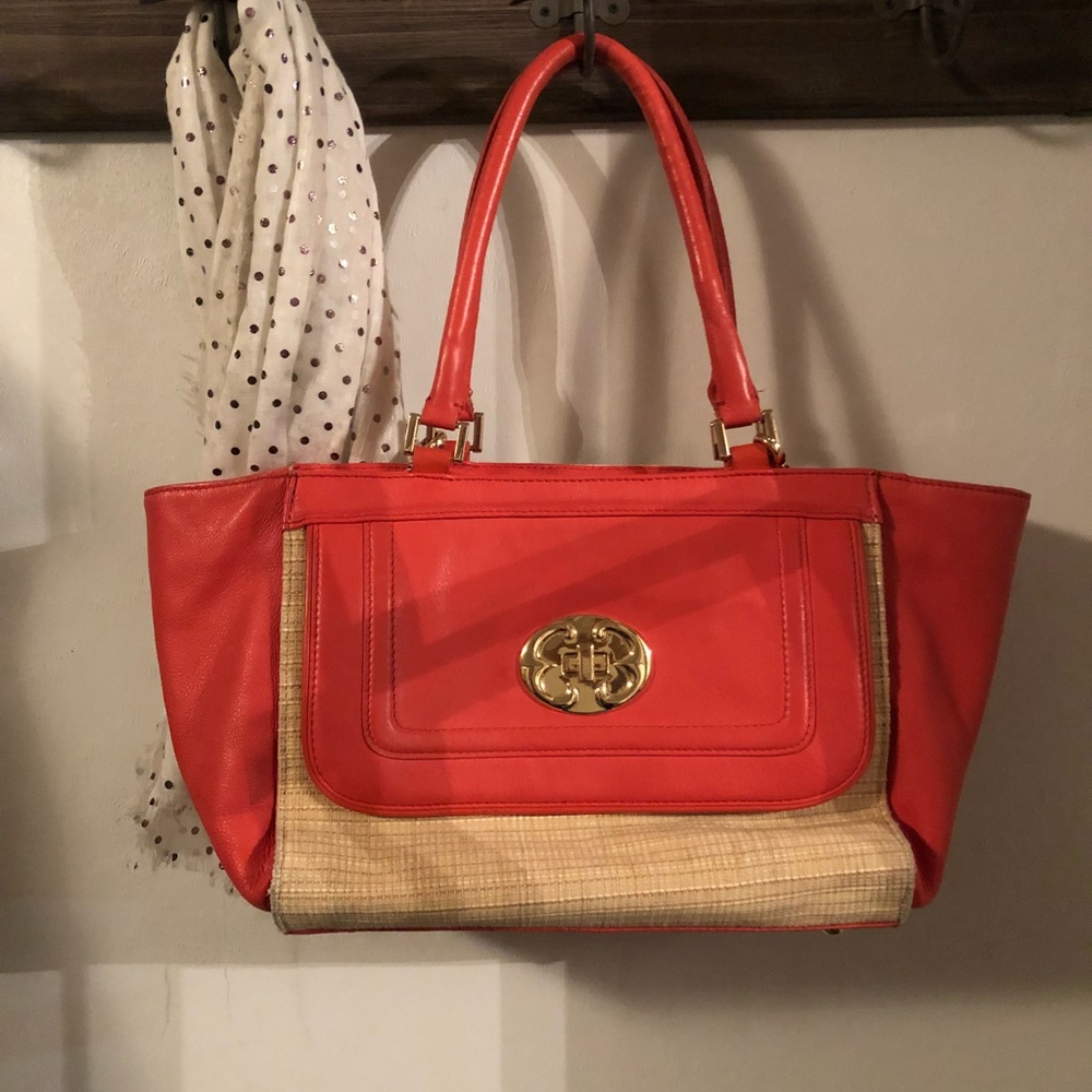 Emma Fox Orange and Cream Handbag
